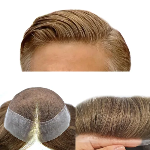Miniatura 92 de Sistema de reemplazo de cabello de encaje francés para hombre, piezas de cabello de aspecto natural, color negro, marrón, rubio, gris, protesis
