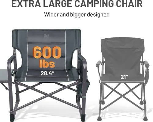 Miniatura 5 de Timber Ridge Sillas de director XXL mejoradas de gran tamaño con mesa auxiliar plegable, bolsillo lateral desmontable, silla de campamento plegable