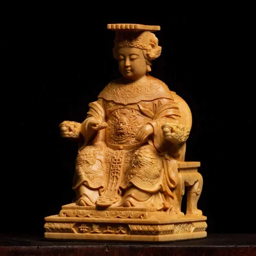 Miniatura 3 de Abstracción Escultura Mazu Estatuas Mar Dios Buddha Tallas Madera Sólida Decoración para el Hogar