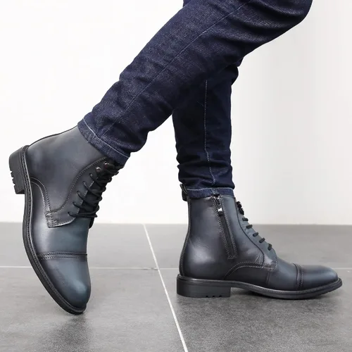 Miniatura 7 de Botas Chelsea para hombre, elegantes y cómodas, de cuero, con cremallera