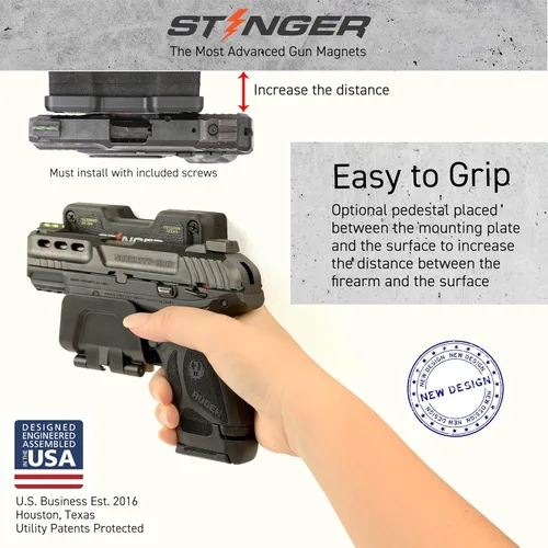 Miniatura 7 de Stinger Magnetic Gun Mount Rack w/Trigger Guard Protection, Gun Holder Conceal in Car, Truck, Vehicle, Desks, Safes, Walls, Gun Magnet for Handgun