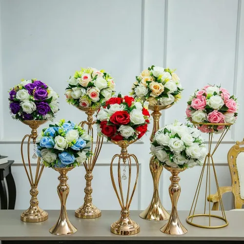 Miniatura 8 de Sziqiqi Paquete de 10 flores falsas, rosas de seda, ideales para centros de mesa de bodas/fiestas, decoración de estante de flores con plomo