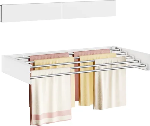 Miniatura 9 de Tendedero de Ropa Montado en la Pared Plegable para Interiores, Tendedero de Lavandería Plegable Colapsible, Invisible, Ahorro de Espacio, Tendedero