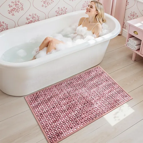 Miniatura 3 de LUMI Tapetes para baño, de felpilla suave antideslizante, absorbente, de secado rápido, lavables a máquina, tapetes de baño para baño de ajuste fino