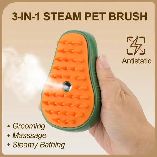 Miniatura 4 de Cepillo de vapor para gatos, cepillo vaporoso 3 en 1 para gatos, peine de masaje y aseo de silicona, peine rociador de limpieza de pelo de mascotas