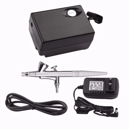 Miniatura 10 de Pinkiou juego de maquillaje con aerógrafo, pequeño, con compresor, kit para uñas con aerógrafo con aguja de 0.4 mm solo aerógrafo