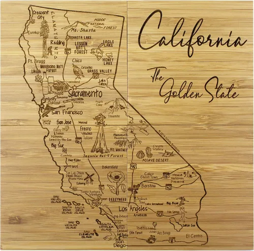 Miniatura 2 de Totally Bamboo California State Puzzle - Juego de posavasos de bambú de 4 piezas con estuche