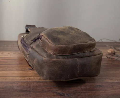 Miniatura 6 de Le'aokuu Bolso cruzado de moda para hombre, diseño de té, estilo casual, para viajes, senderismo, en el pecho, con correa de hombro, de cuero