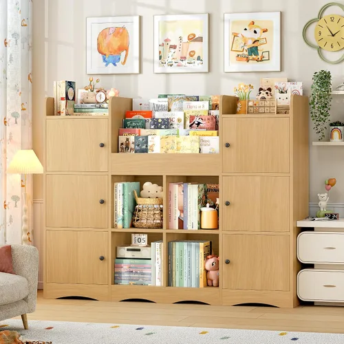 FINETONES Estante para juguetes y almacenamiento de juguetes, estantería grande de 55 pulgadas para niños, organizador de juguetes y almacenamiento