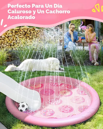 Miniatura 7 de Peteast Alfombrilla Antisalpicaduras Antideslizante con Estampado de Rosquilla Rosa para Niños y Perros de 0.58 mm de Grosor, Piscina Rociadora