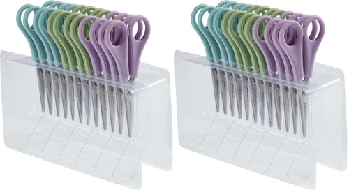 ECR4Kids ELR-13215 TwinGrip - Juego de tijeras para niños y aulas escolares, punta puntiaguda, surtido (paquete de 2)