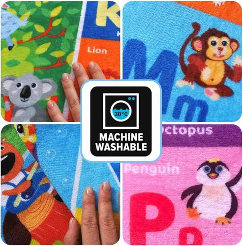 Miniatura 7 de QUOKKA Alfombra de juego para bebé para piso, alfombra ABC de superficie de felpa súper suave para niños pequeños y bebés, extra gruesa