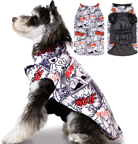 Miniatura 12 de CuteBone - Abrigo de invierno para perros, chaleco reversible impermeable y resistente al viento, chaqueta gruesa ajustable para clima frío