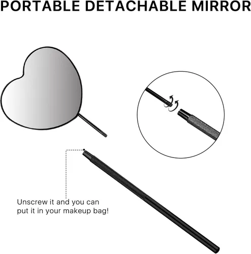 Miniatura 5 de Lovely Lash Mirror - Espejo de pestañas desmontable de acero inoxidable en forma de corazón, suministros y herramientas de extensión de pestañas