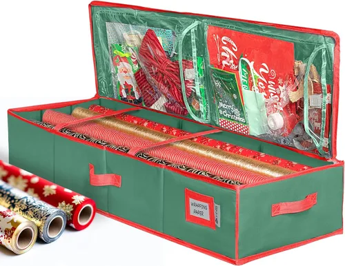 Miniatura 17 de HOLDN' STORAGE Contenedor de almacenamiento de papel de regalo de alta calidad, duradero 600D a prueba de desgarros, se adapta a 27 rollos de papel