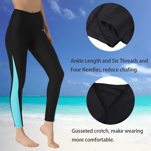 Miniatura 4 de Ubestyle UPF 50+ - Pantalones de natación de cintura alta para mujer, mallas de natación, pantalones de protección solar