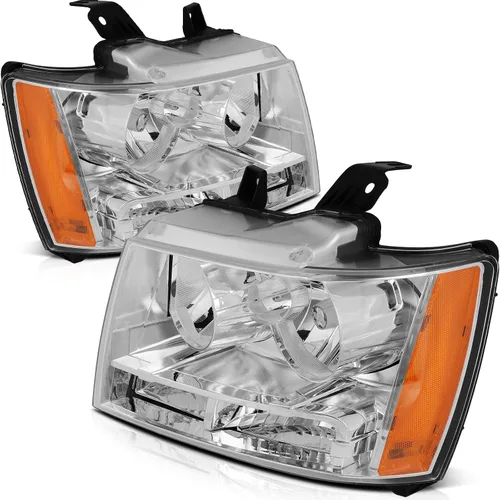 Miniatura 10 de Conjunto de faros delanteros para Chevy Avalanche 1500 2003-2006 para Avalanche 2500 03-06 para 1500 Classic 2007 carcasa negra reflector ámbar