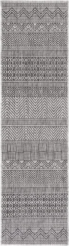 Miniatura 2 de SAFAVIEH Alfombra lavable para exteriores, colección Courtyard de 2.3 x 16 pies, color negro y gris, no desprende pelusa y de fácil limpieza, ideal