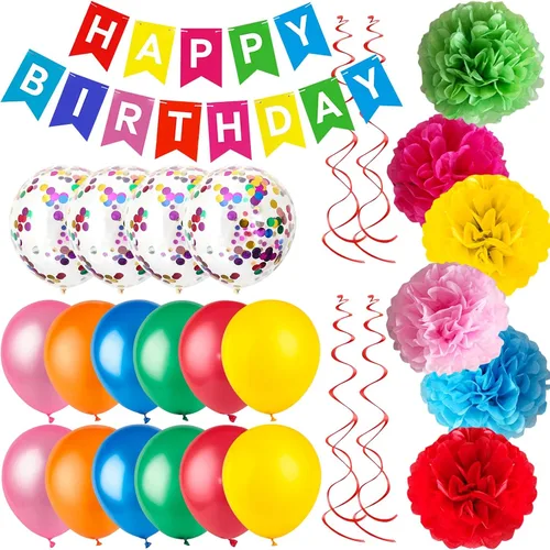 Miniatura 6 de Kit de decoración de fiesta de cumpleaños: pancarta de feliz cumpleaños, globo de corona dorada y globos de látex negros, suministros perfectos