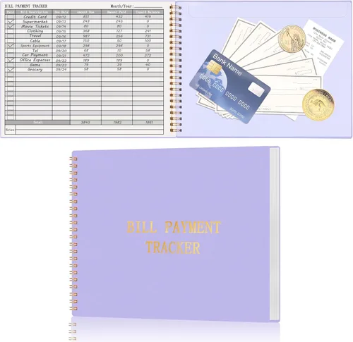 Miniatura 8 de HAUTOCO Cuaderno Rastreador de Facturas Organizador Mensual de Pagos de Facturas para Presupuesto Personal y Finanzas del Hogar con 2 Bolsillos