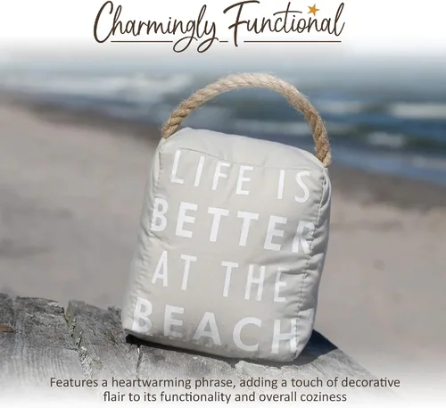 Miniatura 4 de Pavilion "La vida es mejor en la playa" Tope de puerta de lona - Tope de puerta decorativo de tela ponderada con asa, bolsa de arena de poliéster