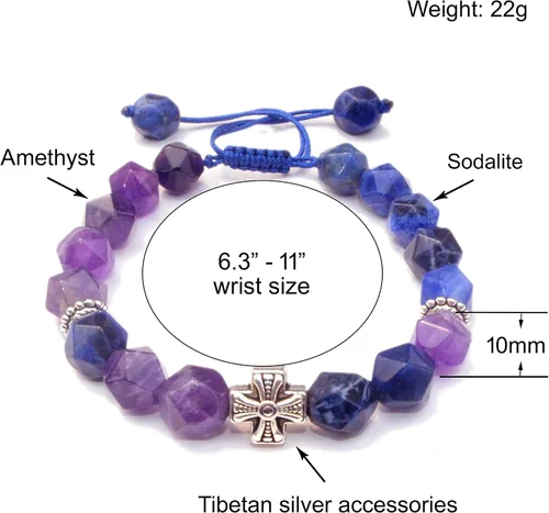 Miniatura 27 de Pulseras de la amistad, pulsera de obsidiana negra arcoíris para mujeres y hombres, 0.394 pulgadas (0.394 in), ojo de tigre, hematita y cristal