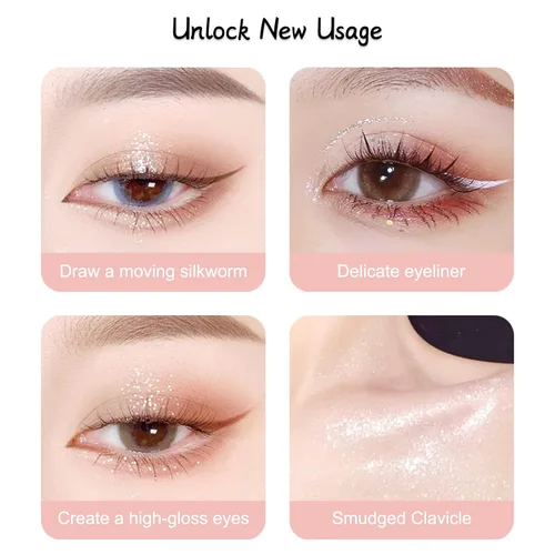 Miniatura 6 de Erinde Maquillaje delineador de ojos con purpurina líquida, delineador de ojos metálico brillante, resistente al agua, brillo debajo de la sombra