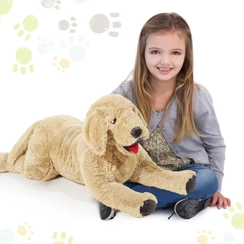 Geosar Animales de peluche de perro de 15.7 pulgadas, suaves juguetes de peluche Golden Retriever, almohada de peluche grande para abrazar, regalos