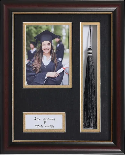 ELSKER&HOME Marco de graduación de 8.5 x 11 pulgadas con soporte de borla para foto de 4 x 6 | Marco shadow box de 8.5 x 11 pulgadas, marco de caoba