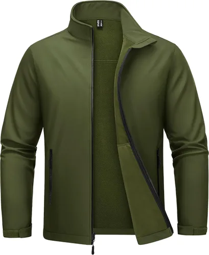 MAGCOMSEN Chaqueta Softshell con forro polar para hombre, ligera, impermeable, cortavientos con cremallera, abrigo de lluvia para invierno,
