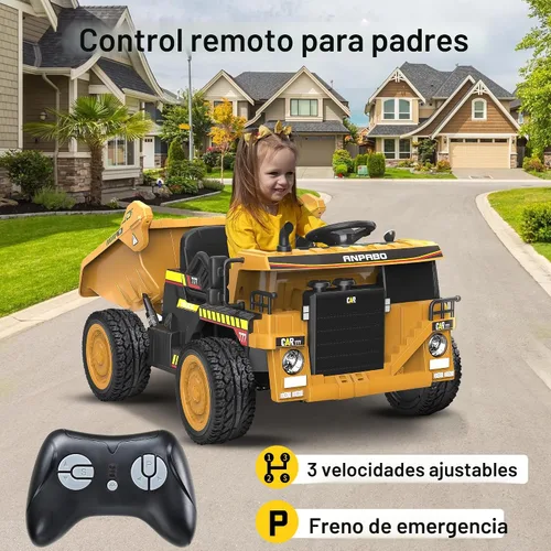 Miniatura 5 de ANPABO Camión volquete de 24 V, motores potentes de 2 x 75 W, hasta 4.4 Mph, neumáticos EVA, vehículo de construcción con cama volquete eléctrica