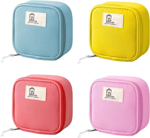 Juego de 4 soportes sanitarios de viaje pequeños para niñas, impermeables, bolsas de joyería para cosméticos, lápices labiales, organizadores de