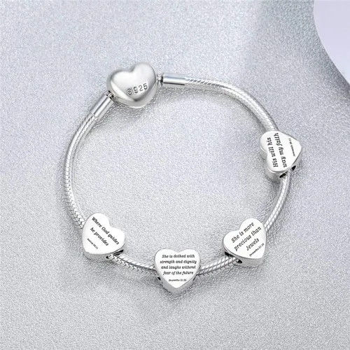 Miniatura 7 de MUERDOU Dije de corazón, pulsera cristiana con versículo bíblico para oración, fe, religiosa, regalos para mujeres
