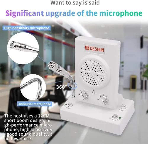 Miniatura 5 de DESHUN Altavoz de intercomunicación de ventana, intercomunicador de ventana de 2 vías, micrófono de intercomunicación de contador de ventana