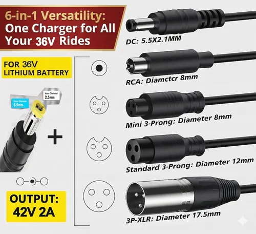 Miniatura 4 de Cargador de batería de litio de 36 V, certificado ETL de 42 V 2 A para scooter eléctrico, Hoverboard Ebike, compatible con Gotrax, Jetson, Ninebot