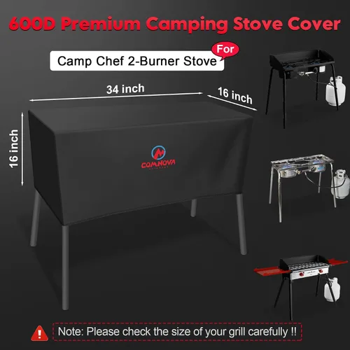 Miniatura 2 de Comnova - Cubierta de parrilla para estufas Camp Chef de 2 quemadores, cubierta de estufa de campamento al aire libre 600D, resistente e