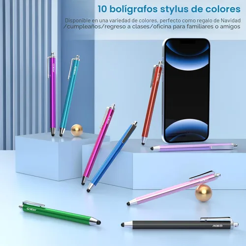Miniatura 7 de MEKO - Bolígrafos para pantallas táctiles, paquete de 10 lápices capacitivos de punta de goma fina reemplazables con 20 puntas de repuesto