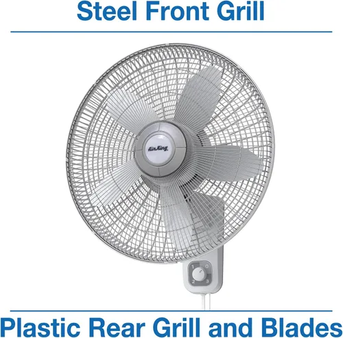 Miniatura 6 de Air King 9012 Ventilador oscilante de montaje en pared de grado comercial, 12 pulgadas, color blanco