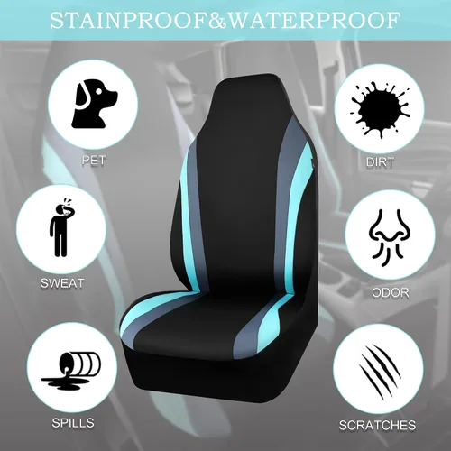 Miniatura 4 de CAR PASS AquaShield - Fundas de asiento de automóvil impermeables de neopreno solo para asientos delanteros, fundas de asiento de cubo de respaldo