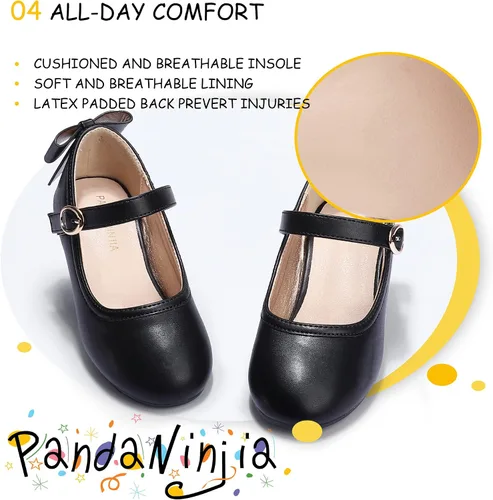 Miniatura 26 de PANDANINJIA Vestido de jada para niñas y niños pequeños, zapatos de princesa Mary Jane con tacones con lazo para fiesta, boda, boda