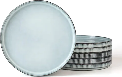 Miniatura 23 de famiware Star Platos de Ensalada para 6, Juego de Platos de 8 Pulgadas, Vajilla de Gres, Platos Pequeños para Postre, Ensalada, Aperitivo, Blanco