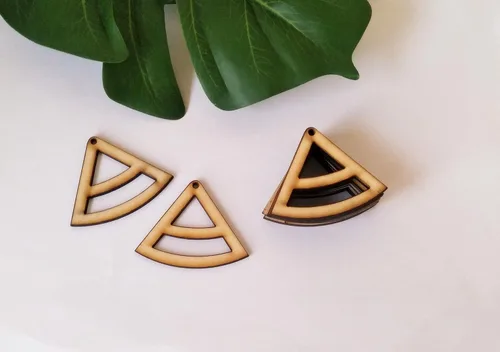 Miniatura 2 de 30 piezas de aretes de madera triangular, aretes en blanco de macramé, proyectos de madera para proyectos de bricolaje, suministros de macramé
