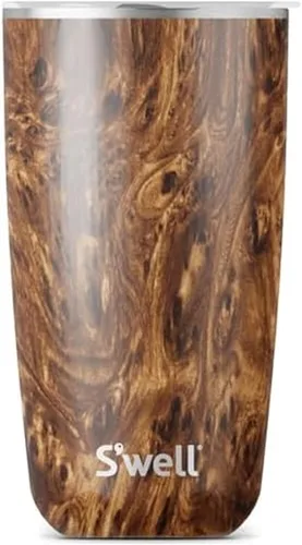 Miniatura 6 de S'well Taza de acero inoxidable con tapa deslizante, 18 onzas, Mármol Rosa, contenedores aislados al vacío de triple capa, mantiene las bebidas
