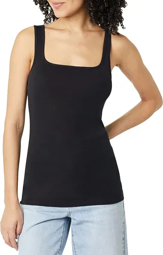 Miniatura 2 de Tienda Essentials Camiseta de tirantes de cuello cuadrado ajustada para mujer, paquete de 2