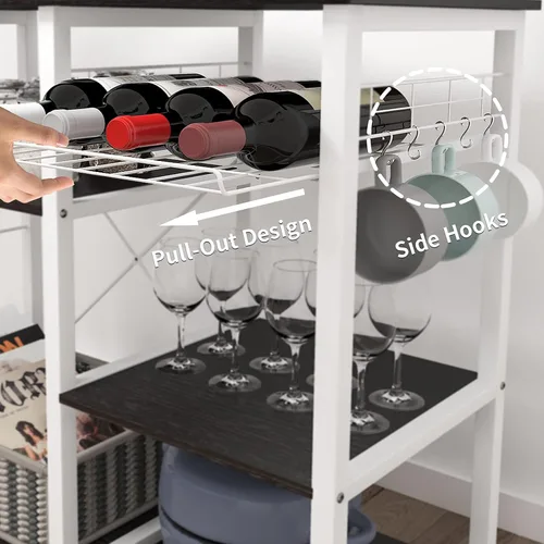 Miniatura 7 de sogesfurniture Estante de cocina de 3 niveles para panadero, soporte para microondas con almacenamiento y cajón, estante para estación de trabajo