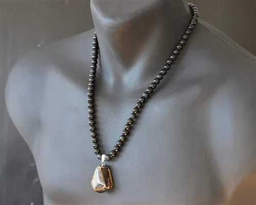 Miniatura 56 de Colgante de turmalina cruda natural, Collar de cuentas de ónix negro genuino, Collar de piedra negra, Collar de piedras preciosas, Cuentas de 0.315