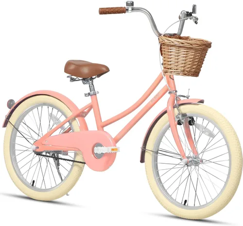 Miniatura 23 de Glerc Little Molly - Bicicleta de crucero retro para niños de 2 a 13 años de edad con cesta de mimbre y ruedas de entrenamiento/soporte, varios