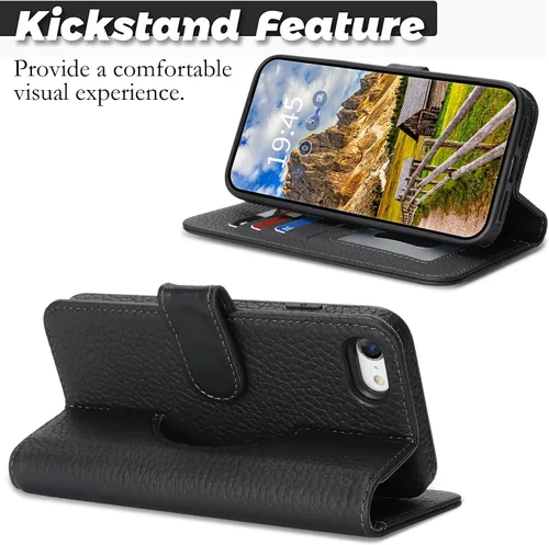 Miniatura 4 de Funda desmontable de cuero genuino para iPhone SE 2020/SE 2022/7/8, funda magnética 2 en 1 extraíble, soporte de carga Magsafe, funda protectora