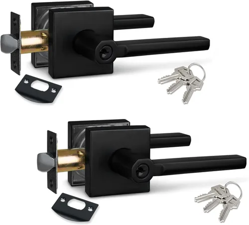 Miniatura 16 de NEWBANG Palanca de puerta de cama/baño para privacidad Baño e interior Manija de cerradura de puerta en negro mate envejecido, HD1601-DB-BK-1P