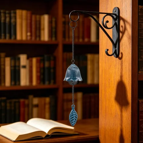 Miniatura 3 de Campanillas de viento de hojas japonesas, pequeño colgante de campana de viento para colgar en el exterior, de hierro fundido, adorno para bendecir